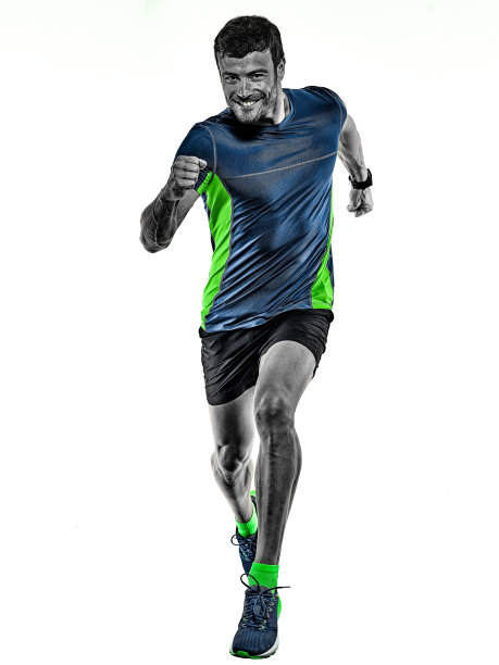 成熟男人，跑步者，慢跑者，慢跑者，孤立的白色背景图片下载