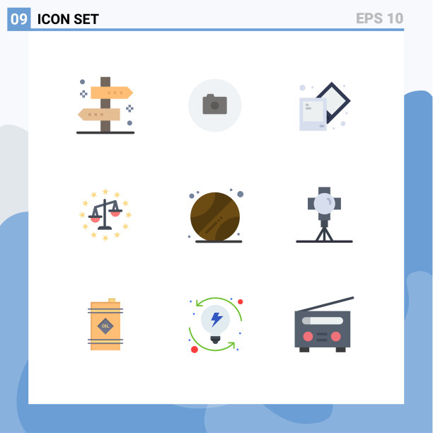 象形图设置9个简单的平面颜色学校图片下载