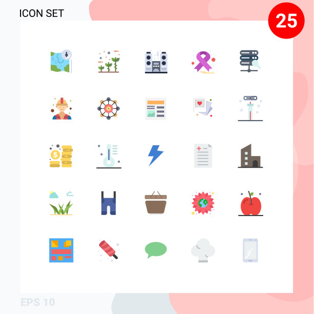 设置25个平面颜色网格服务器丝带图片下载