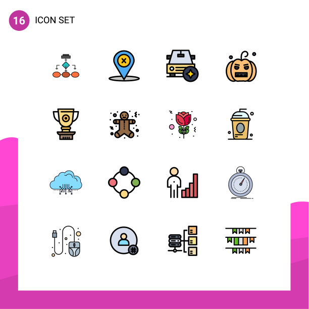 象形图设置16个简单的平色填充图片下载