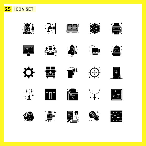 可编辑的线包25个简单的固体符号图片下载