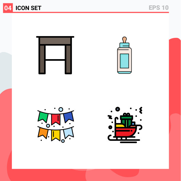 包4创意填充线平面颜色办公桌图片下载