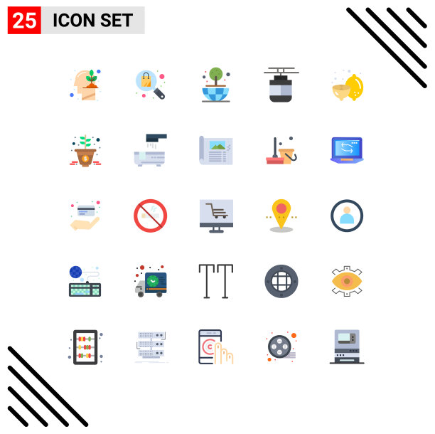 将25个单色标志和符号组合在一起图片下载
