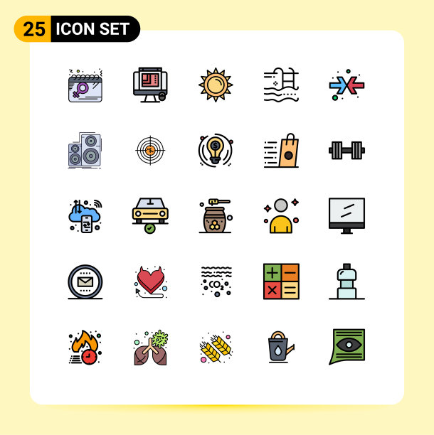 象形文字设置25条简单填充线平图片下载