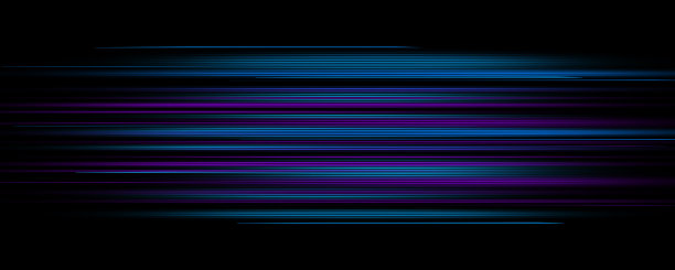 抽象的蓝光在黑暗中追踪，运动模糊效果图片下载