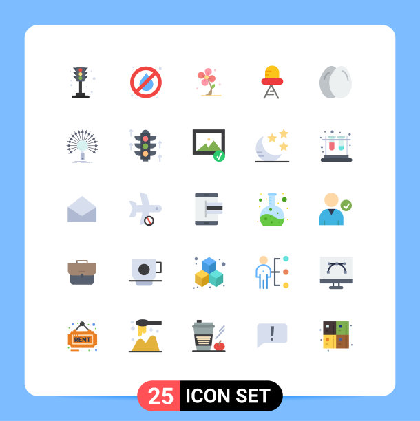 设置25个平面颜色的网格生活鸡图片下载