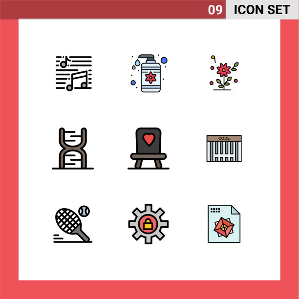 包装9个现代填充线和平色标志图片下载