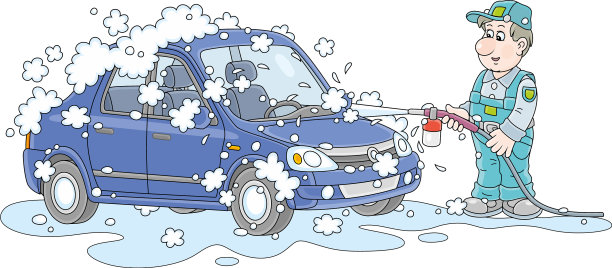 工人在服务站洗车图片下载