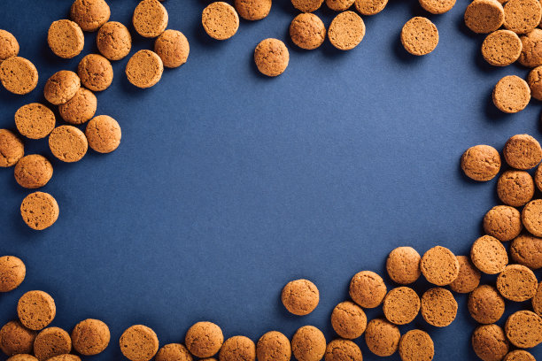 荷兰节日背景的kruidnoten饼干和传统的荷兰糖果。概念为儿童派对圣尼古拉斯日12月5日与拷贝空间。顶视图,开销。图片下载