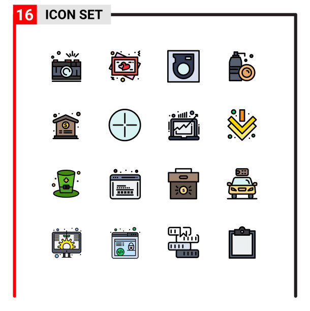 可编辑线包16简单的平面颜色填充图片下载