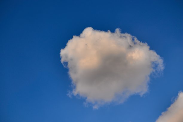 蓝色的天空下漂浮着小白的背光积云。图片下载