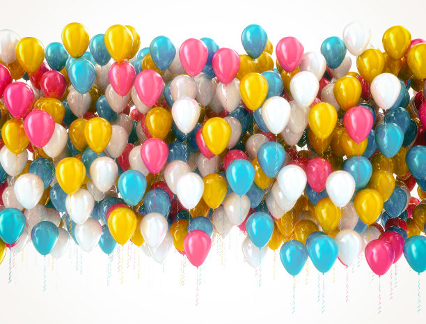 多色气球孤立在白色图片下载