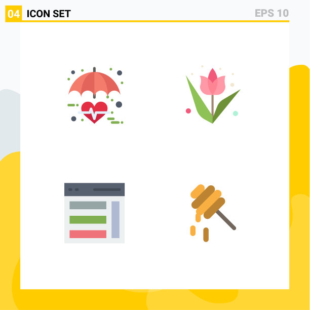 4组平面图标符号和符号图片下载
