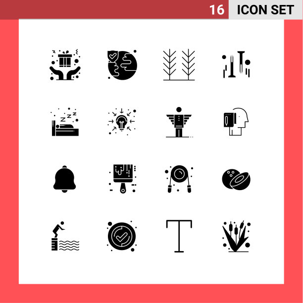 通用图标符号组16个现代立体图片下载