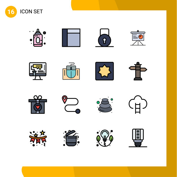 16平面颜色填充线概念的网站图片下载