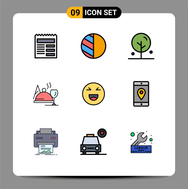 组9现代填充线平面颜色集图片下载