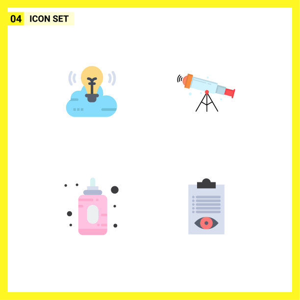 4个主题平面图标和可编辑的符号图片下载