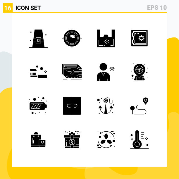 在网格上设置16个实体符号作为安全银行标志图片下载