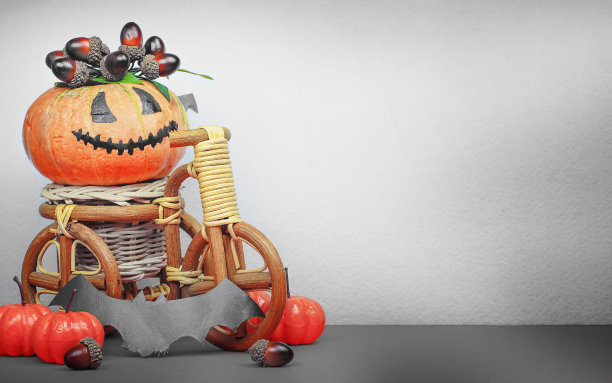 万圣节创意南瓜自行车图片下载