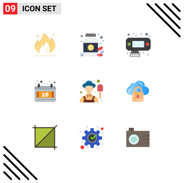 9 .平面色彩概念的网站，移动和应用程序图片下载