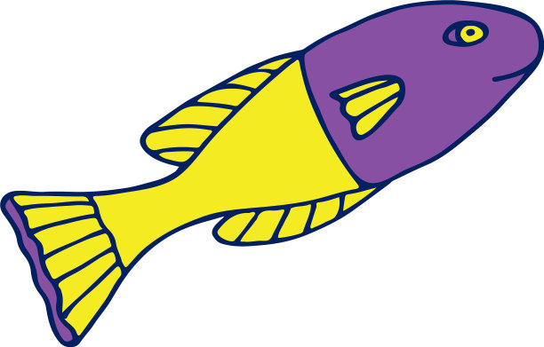 彩色海鱼插图上白色图片下载