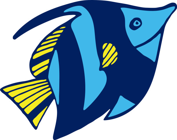 彩色海鱼插图上白色图片下载