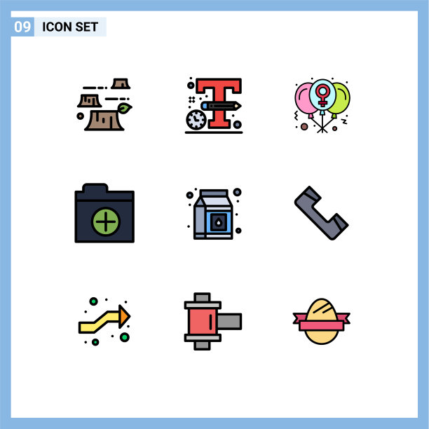 9主题填充线平色和可编辑图片下载