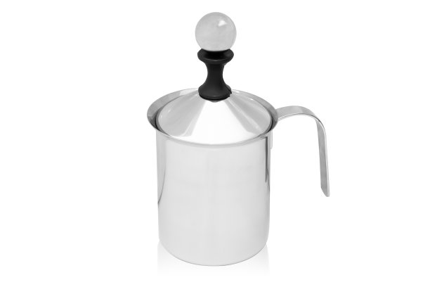 手工奶泡机咖啡和泡沫饮料制作设备孤立白色背景。图片下载