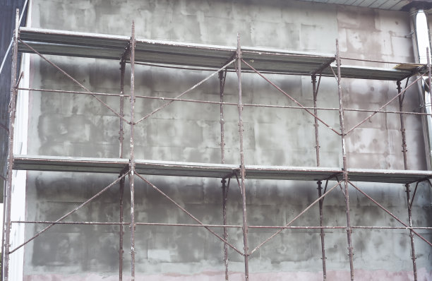 房屋外部装修，搭建脚手架图片下载