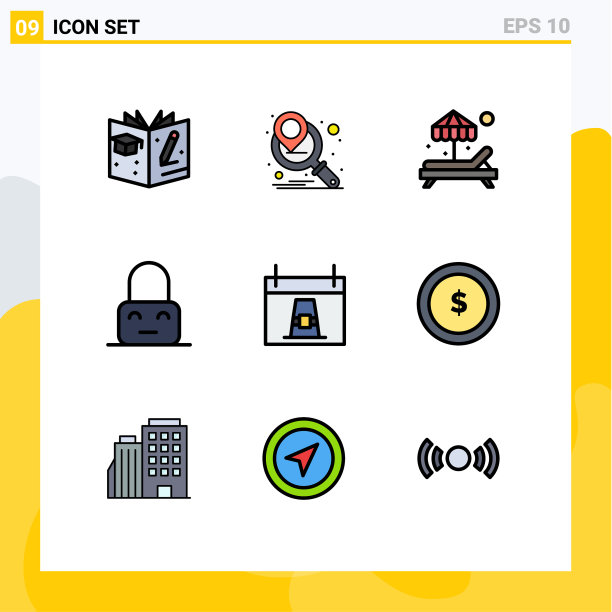 组9现代填充线平面颜色集图片下载