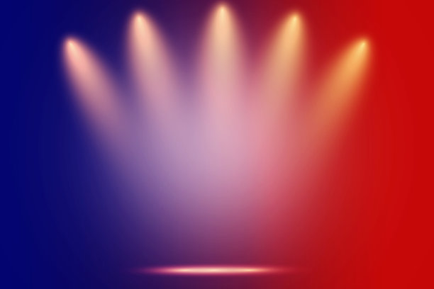 工作室房间与红色和蓝色灯光效果的背景。图片下载