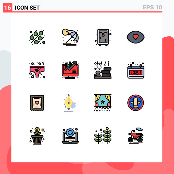 可编辑线包16简单的平面颜色填充图片下载