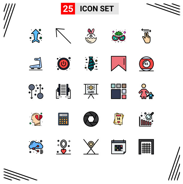 组25现代填充线平面颜色集图片下载