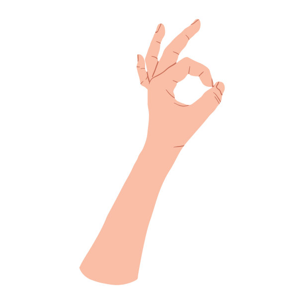手势OK符号。矢量平面设计在卡通风格。孤立在白色背景上。图片下载