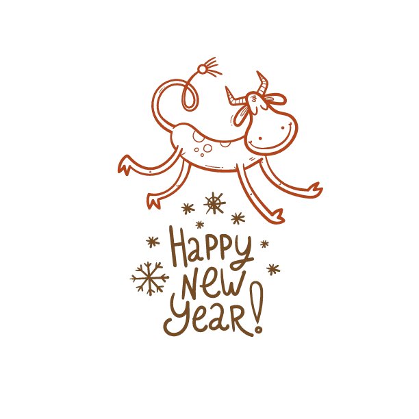 新年贺卡与公牛。农历的象征。向量节日的海报。有趣的动物。图片下载