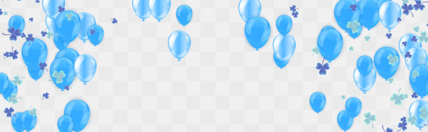 白色背景上点缀着五彩纸屑的蓝色丝带。假日，聚会，中心孤立的插图图片下载