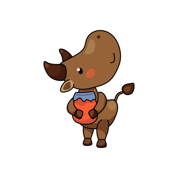 可爱的公牛人物与果酱罐。2021年农历生肖。中国牛年。牛矢量插图在白色的背景。友好的牛的吉祥物。家畜图标。快乐的牛贴纸图片下载