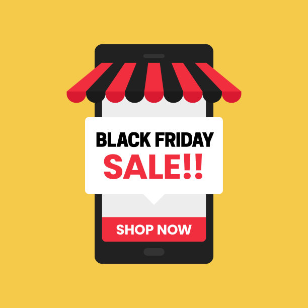 黑色星期五促销手机app网店社交媒体推广海报矢量模板设计图片下载