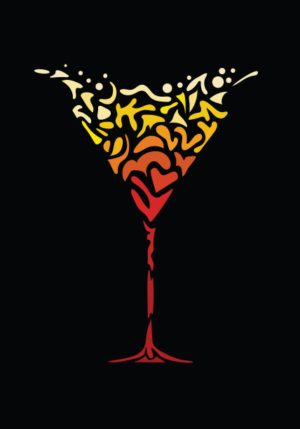 马提尼玻璃形状的多色主题图片下载