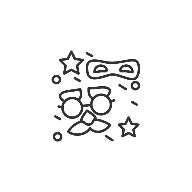 派对卡掩线图标。化妆舞会上图片下载