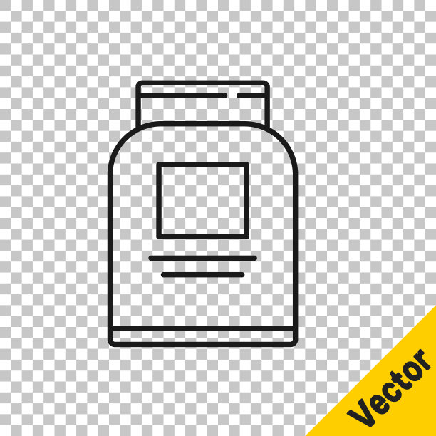 黑线运动营养健美蛋白饮料和食品的图标孤立在透明的背景上。向量图片下载