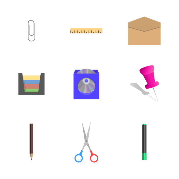 一套图标办公室和学校，矢量插图。图片下载