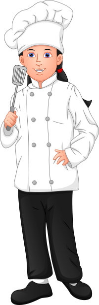 可爱的年轻女孩厨师拿着抹刀图片下载