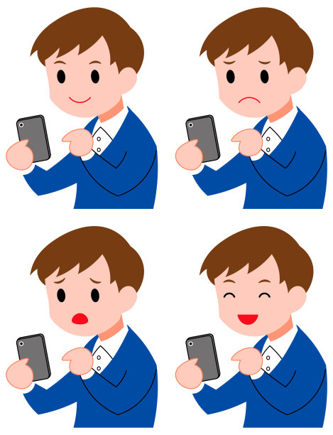 一组男人与智能手机。图片下载