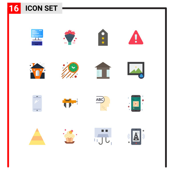 为城堡警告设置16种单色网格图片下载