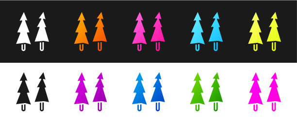 在黑白背景上隔离的圣诞树图标。圣诞快乐，新年快乐。矢量图图片下载