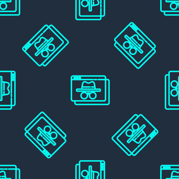 绿线浏览器隐身窗口图标隔离无缝模式上的蓝色背景。向量图片下载