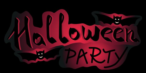 万圣节派对横幅上的黑色背景。黑色蝙蝠，上面写着幽灵派对的邀请函，问候，传单，横幅。矢量梯度插图的广告，社交网络，网站图片下载