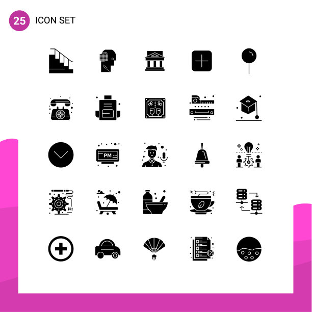 用户界面包25个基本立体字形图片下载