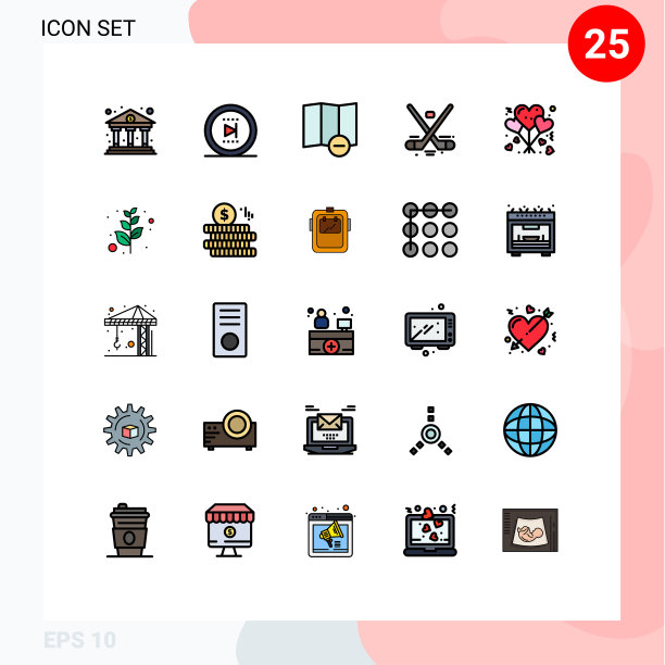 25个创意图标的现代符号和符号图片下载